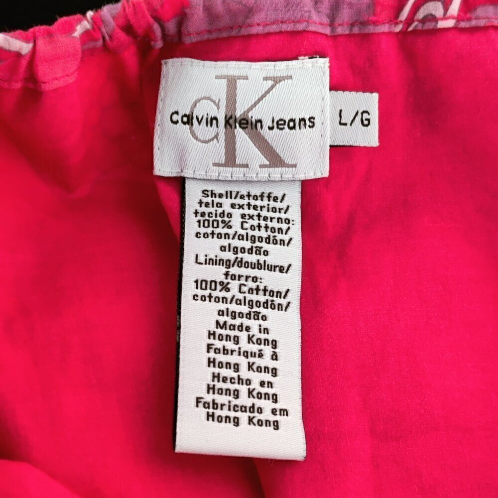 Skirt in summer colors, Calvin Klein. Pink & Cream Floral Cotton .Drawstring Tie - Picture 6 of 7